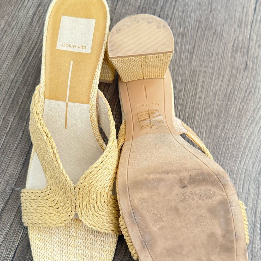 Dolce Vita Women's Cream and Tan Woven Mules - Picture 3 of 4